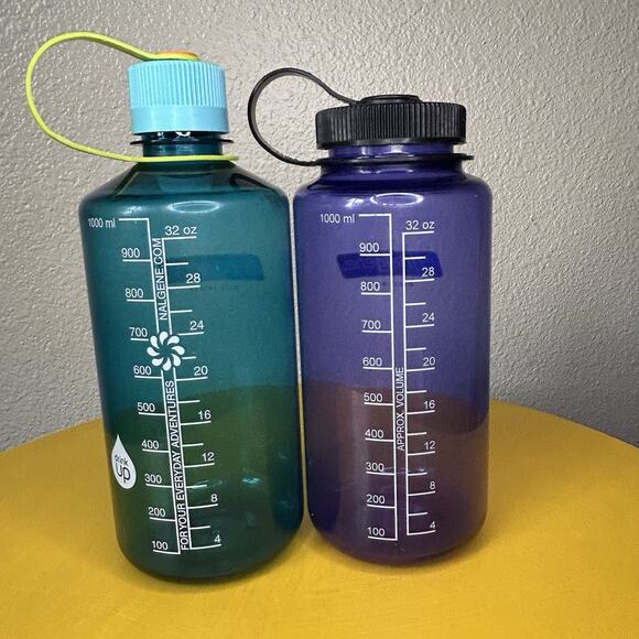 2 Pack Nalgene Wide Mouth 32 oz. Water Water Narrow Mouth Purple Blue - Picture 4 of 11